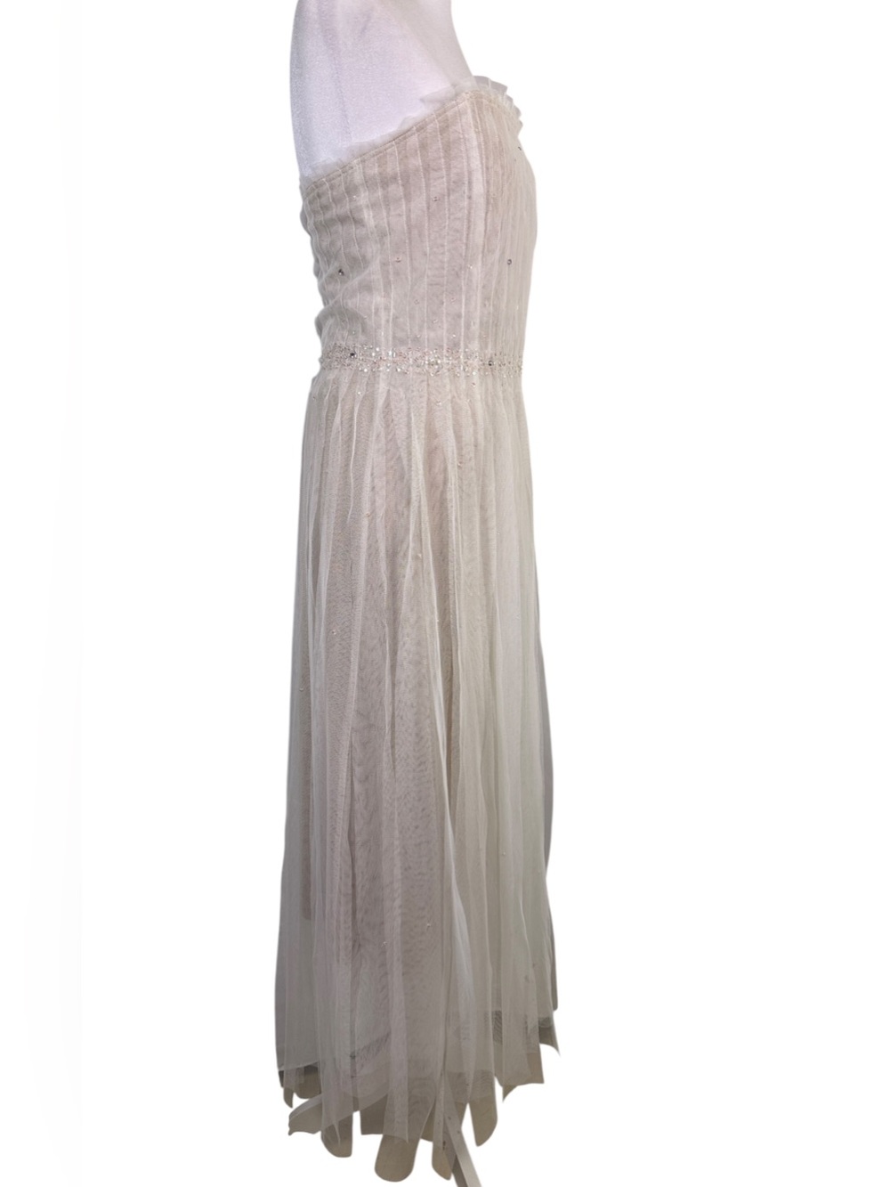 Dance In Paris Ivory Rhinestone Tulle Fairycore Midi Dress M - Picture 6 of 14